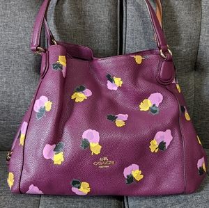Coach Edie 31 Shoulder Bag Floral Print Plum